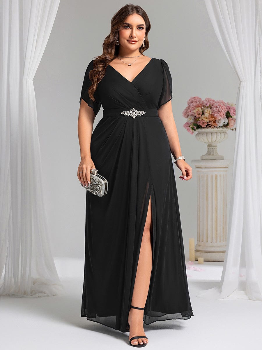 Plus Size Waist Decoration Chiffon A-Line Formal Dress