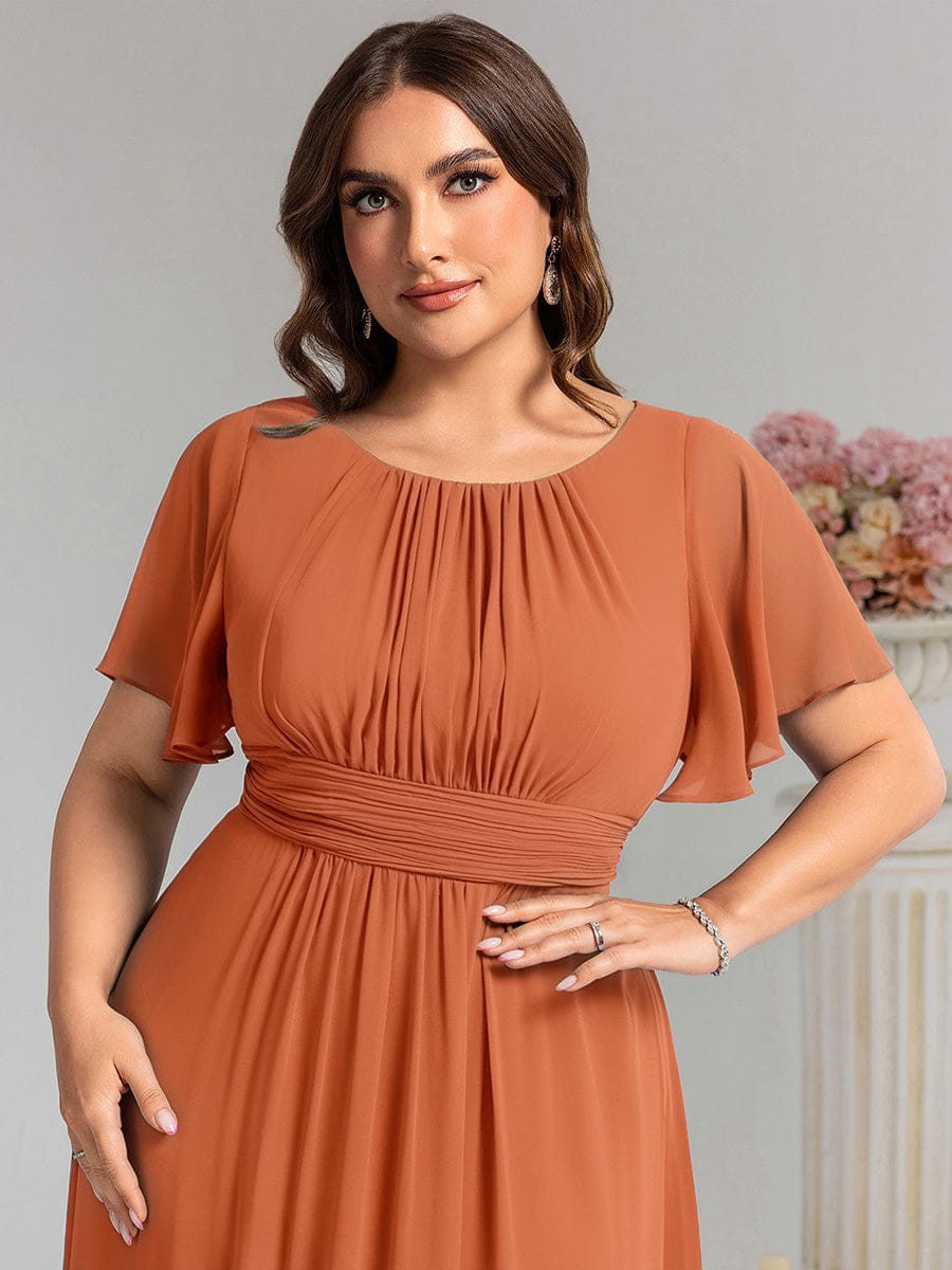 Plus Size Simple Chiffon Pleated A-Line Bridesmaid Dress