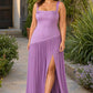 Plus Size Bridesmaid Dress with Pleated Satin and Lace Up Open Back