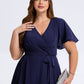Plus Size Tie Knot Chiffon Wedding Guest Dress