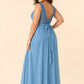 Plus Size Lace Bridesmaid Dress with Slit and Pockets Elegant A-Line Chiffon Open Back Formal Gown
