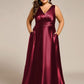 Plus Size Satin Maxi Formal Dress with Pockets