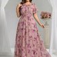 Plus Size Printed Chiffon Pleated Maxi Wedding Guest Dress