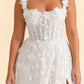 Plus Size Floral A-Line Wedding Dress with Lace-Up Back and High Slit