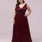 Double V Neck Maxi Long Plus Size Sparkly Evening Dresses for Party