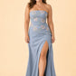 Plus Size Strapless Bridesmaid Dress with Mermaid Silhouette and Embroidered Bodice