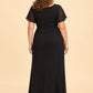 Plus Size A-Line Mother of the Bride Dress with Pleated Chiffon Flutter Sleeves