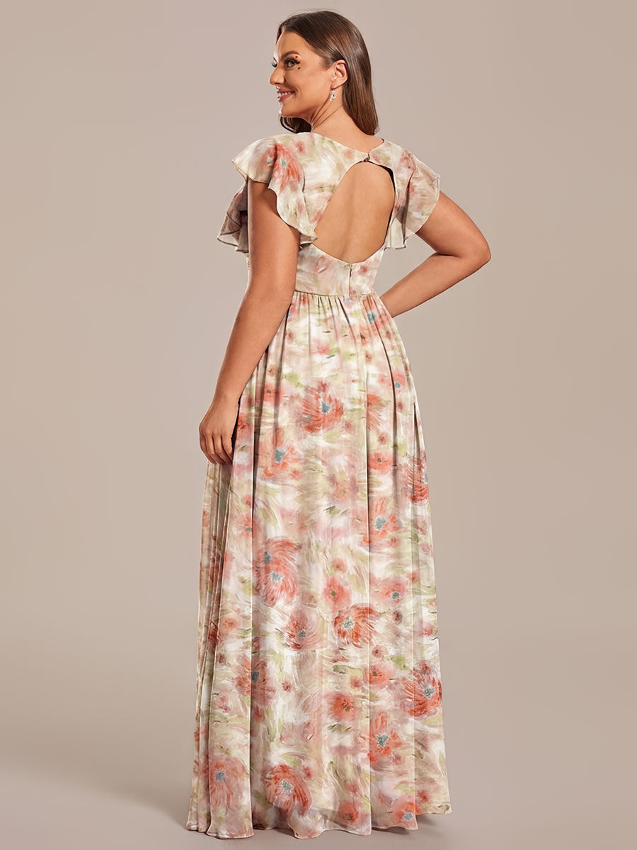 Plus Size Chiffon Pleated A-Line Back Cutout Bridesmaid Dress