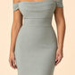 Plus Size Off Shoulder Ruched Bridesmaid Dress with Statement Back Bow