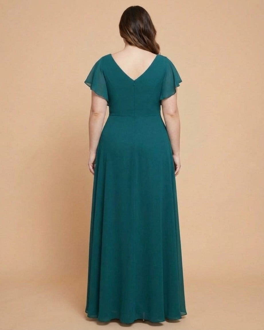 Avenleigh Plus Size Minimalist A-Line Chiffon Bridesmaid Dress with  Silhouette -N0337