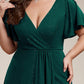 Plus Size Glitter Ruffled High-Low Front Slit Evening Dress