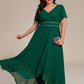 Plus Size V-Neck Rhinestone Waist Chiffon Maxi Formal Evening Dress