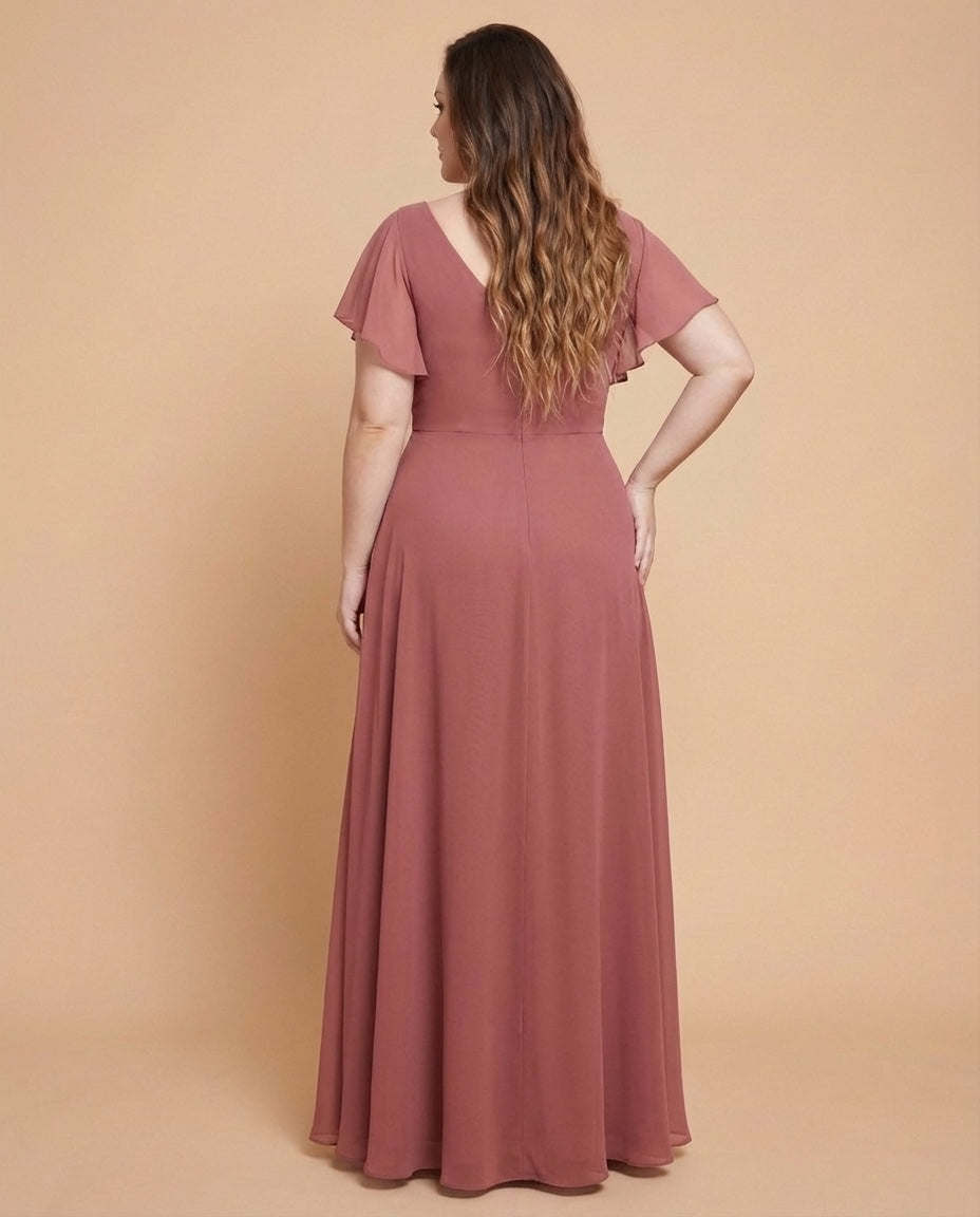 Avenleigh Timeless Chiffon A-Line Plus Size Bridesmaid Dress Ruched Waist - N0331