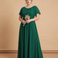 Petaline Elegant Chiffon A-Line Bridesmaid Gown with Short Sleeves N0324