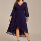 Plus Size Chiffon A-Line 3/4 Sleeves Asymmetrical Hem Wedding Guest Dress