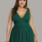 Plus Size Sleeveless V-Neck Chiffon Semi Bridesmaid Dress