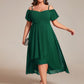 Plus Size Cold Shoulder Sweetheart Necklin Chiffon Midi Wedding Guest Dress