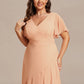 Plus Size Elegant Lotus Sleeves Chiffon Bridesmaid Dress