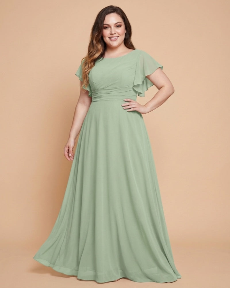 Avenleigh Classic A-Line Chiffon Plus Size Bridesmaid Dress with Light Fabric for Ceremony -N0333