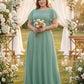 Avenleigh Plus Size Elegant A-Line Chiffon Bridesmaid Dress with Flowing Skirt -N0334