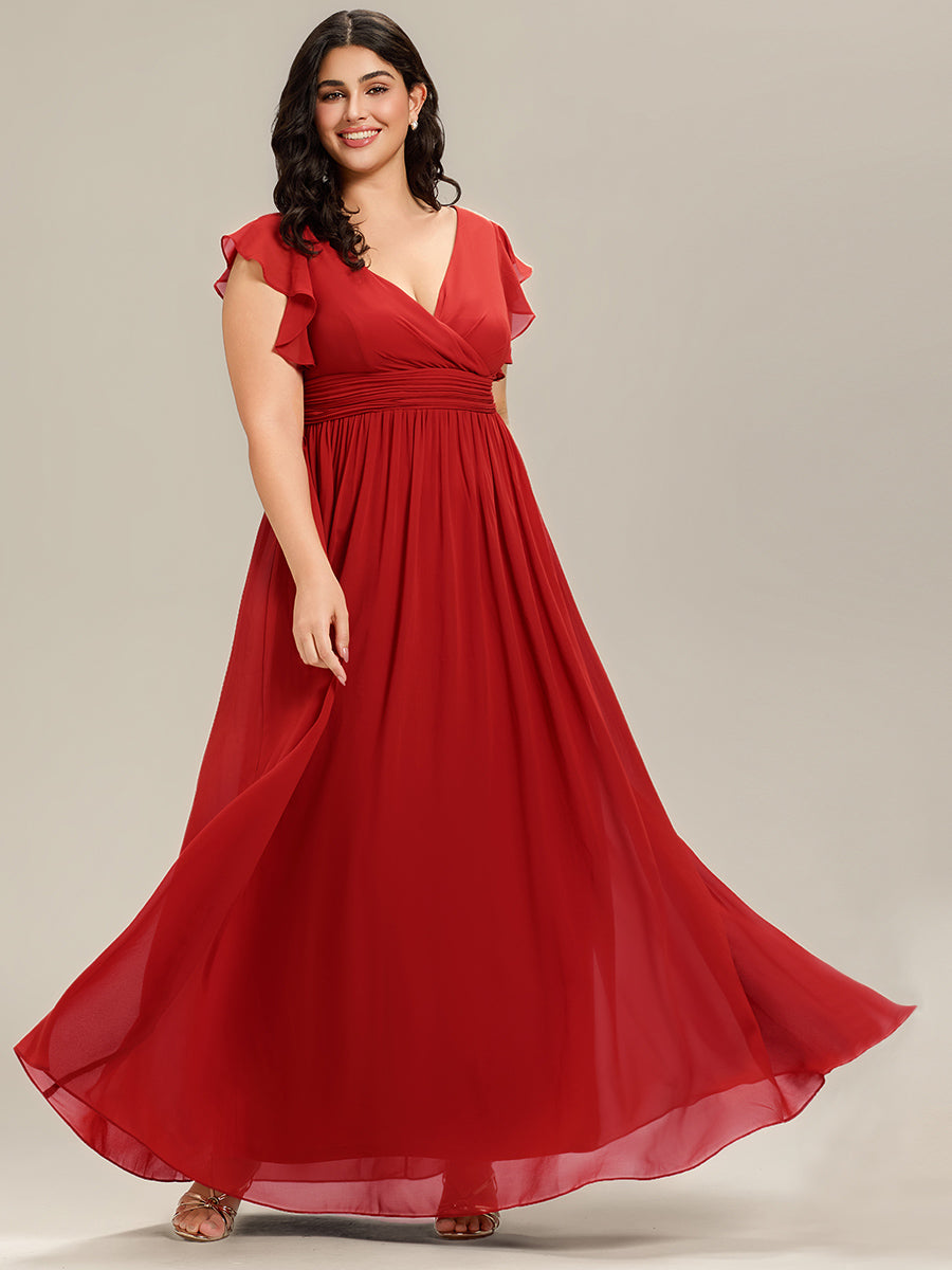 Plus Size Chiffon Pleated A-Line Back Cutout Bridesmaid Dress