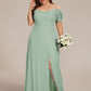 Plus Size Cold Shoulder Formal Bridesmaid Dress with Side Slit