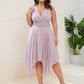Plus Size Double V Neck Ruched-Waist Midi Chiffon Bridesmaid Dress