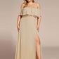 Plus Size Off the Shoulder Formal Bridesmaid Dress with Thigh Split