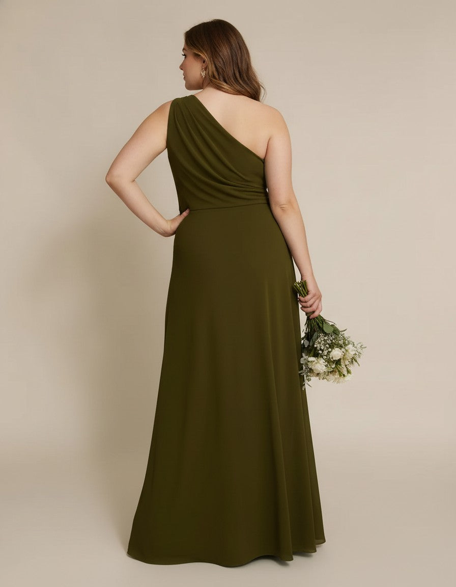 Whisperfall Plus Size Sculpting Panel One Shoulder Bridesmaid Dress - N0321