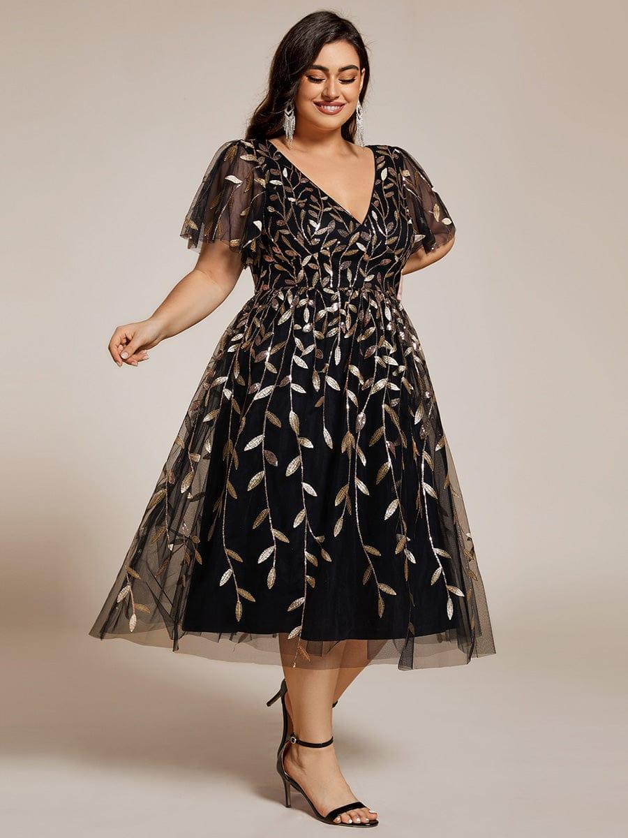 Plus Size Sparkly Midi Cocktail Dress