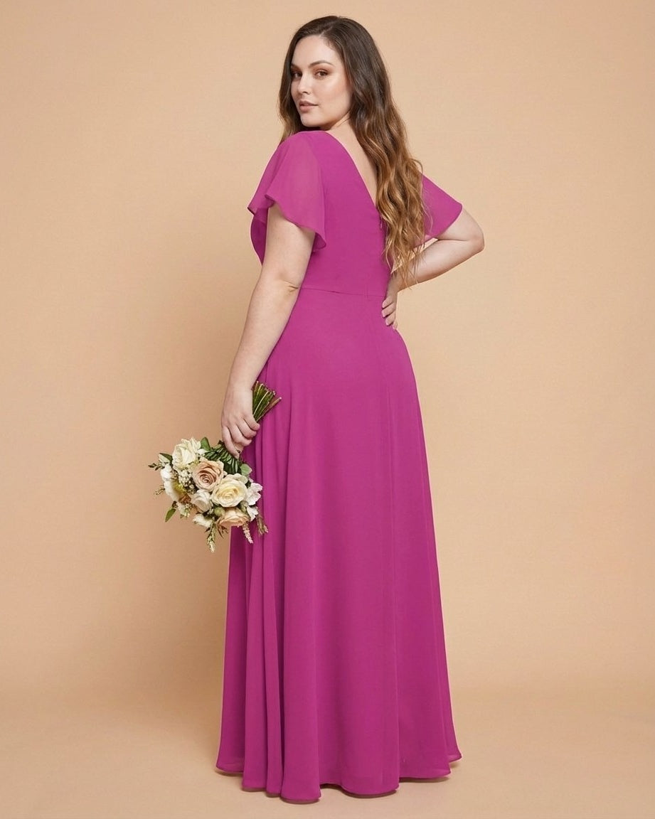 Avenleigh Plus Size Elegant A-Line Bridesmaid Dress with Pleated Chiffon for Wedding - N0340