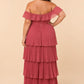 Elegant A Line Maxi Bridesmaid Dress Pleated Tiered Off Shoulder Design