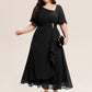 Plus Size Pleated Chiffon Ruffle Sleeve Wedding Guest Dress
