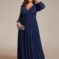 Plus Size Dazzling Empire Waist See-Through Long Sleeves A-Line Evening Dress