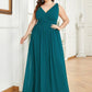Plus Size Sleeveless V-Neck Chiffon Semi Bridesmaid Dress