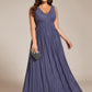 Plus Size Sleeveless V-Neck Pleated A-Line Formal Evening Dress