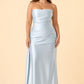 Plus Size Strapless Bridesmaid Dress Ruched Maxi Dress with Draped Waist Tie Elegant Gown