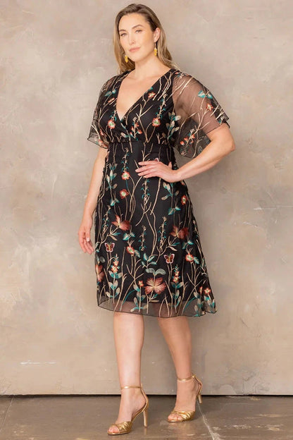 Sonnet Embroidered Midi Cocktail Dress