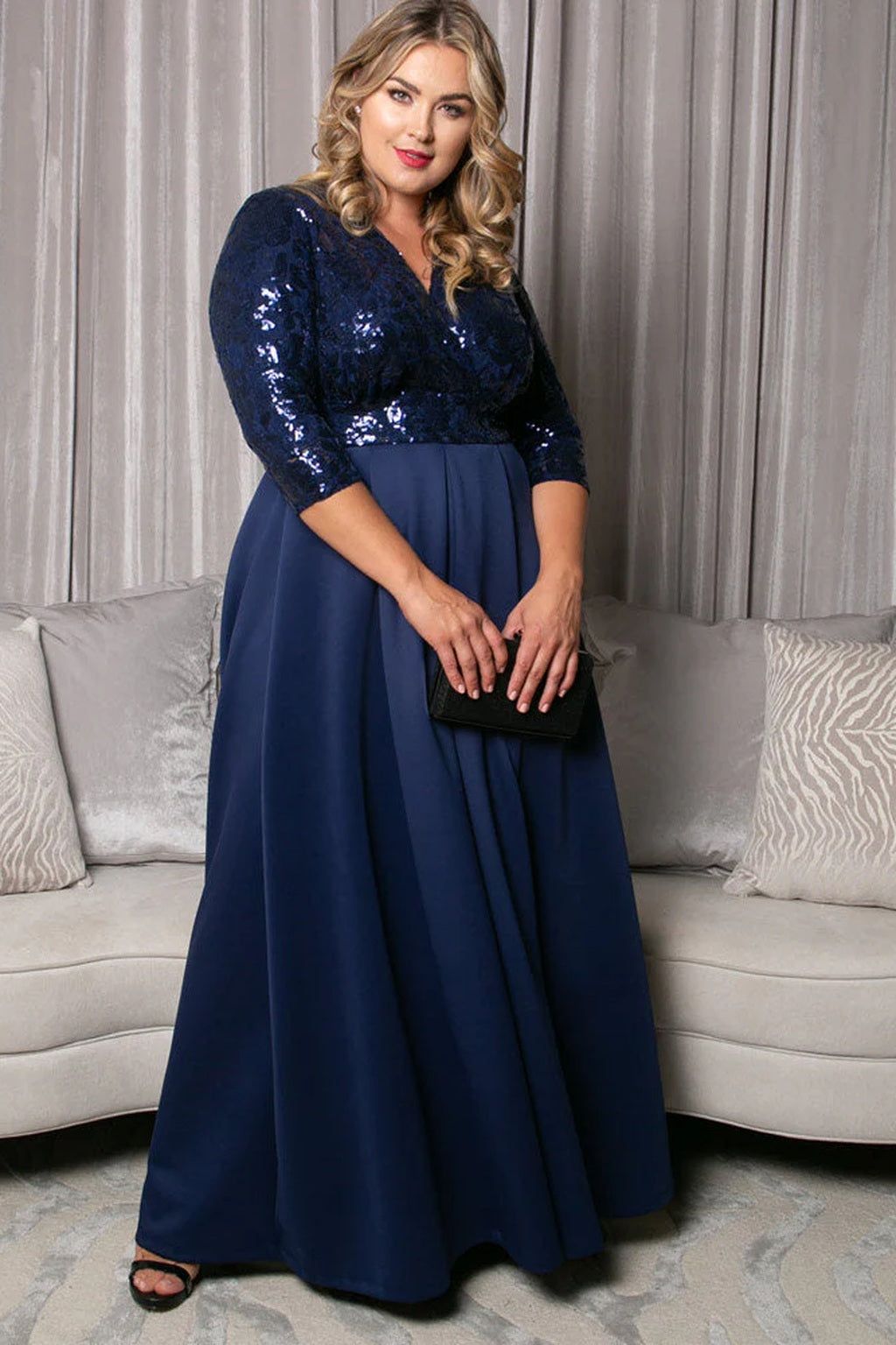 Paris Pleated Sequin Gown