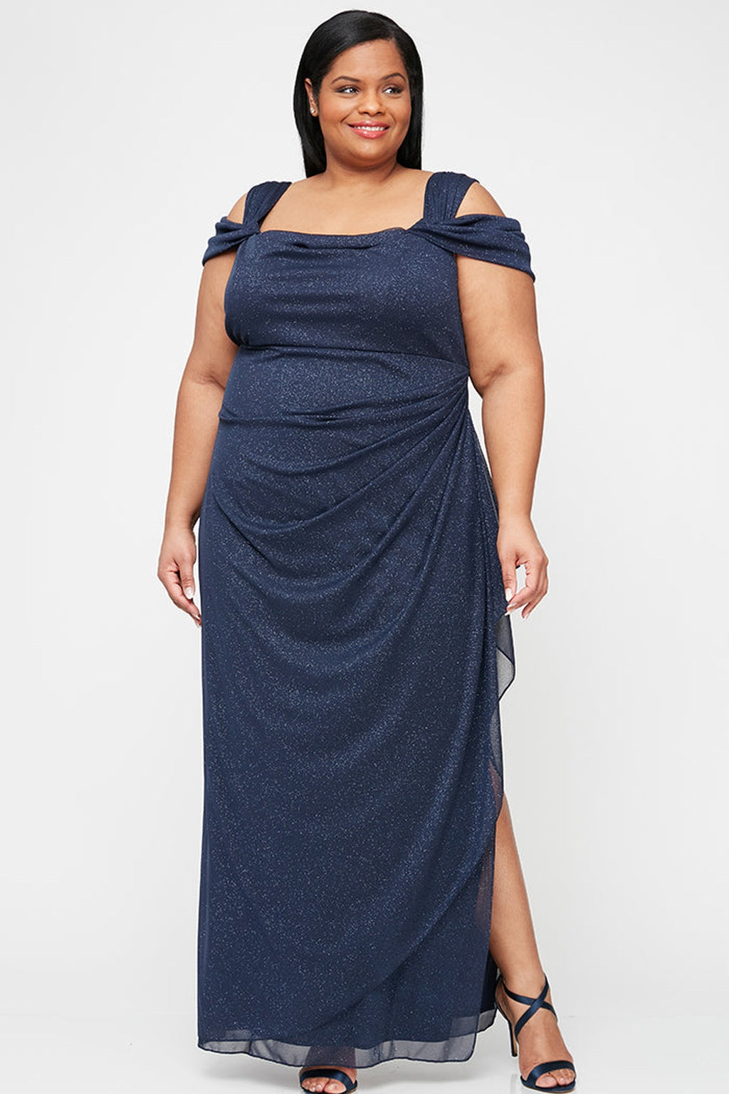 Plus Hannah Glitter Mesh Gown