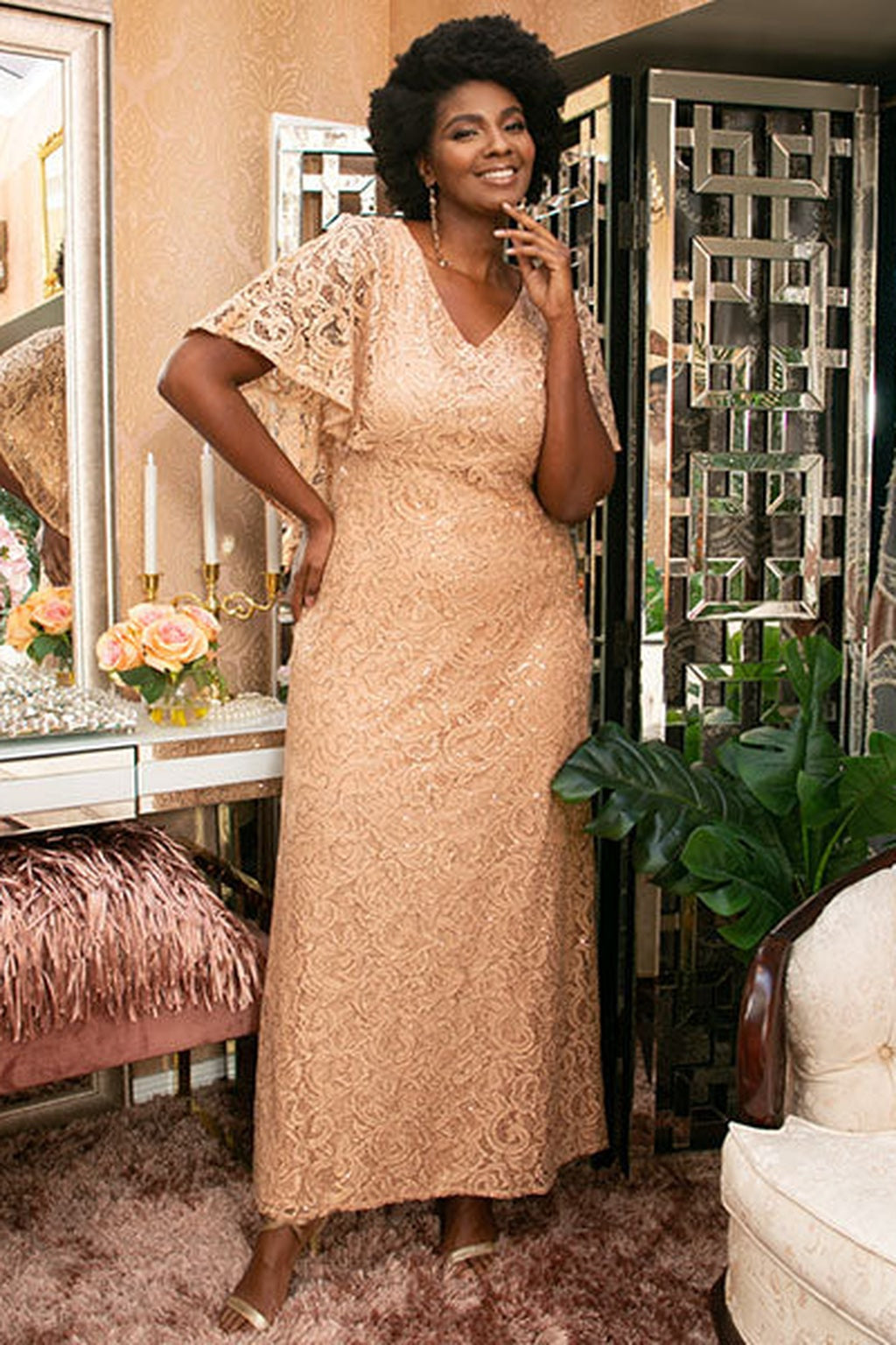 Celestial Cape Sleeve Gown