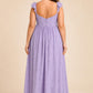 Plus Size A-Line Bridesmaid Dress with Floral Burnout Fabric Ruched Bodice and Slit Detail