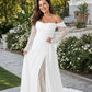Elegant Long Sleeve Evening Gown Off Shoulder Ruched Design A Line Silhouette with Train