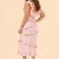 Plus Size Floral Bridesmaid Dress with Tiered Ruffles Stretch Fabric and Elegant Slit