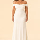 Plus Size Off Shoulder Ruched Bridesmaid Dress with Statement Back Bow