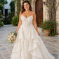 Plus Size Elegant A-Line Wedding Dress with Basque Waist and Floral Lace Details