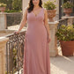 Silvarelle Minimalist Plus Size Sheath Bridesmaid Dress with Soft Chiffon for Wedding -N0365