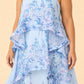 Romantic Floral A-Line Bridesmaid Dress with Flowing Tiered Skirt