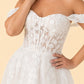 Romantic Off Shoulder Plus Size Wedding Dress Sheer Lace Appliqué A-Line Slit
