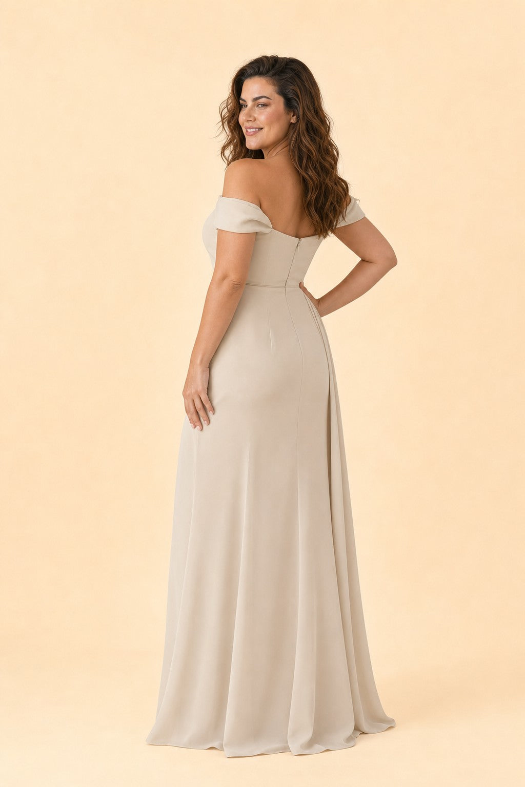 Plus Size Mermaid Bridesmaid Dress with Corset Bodice and Slit